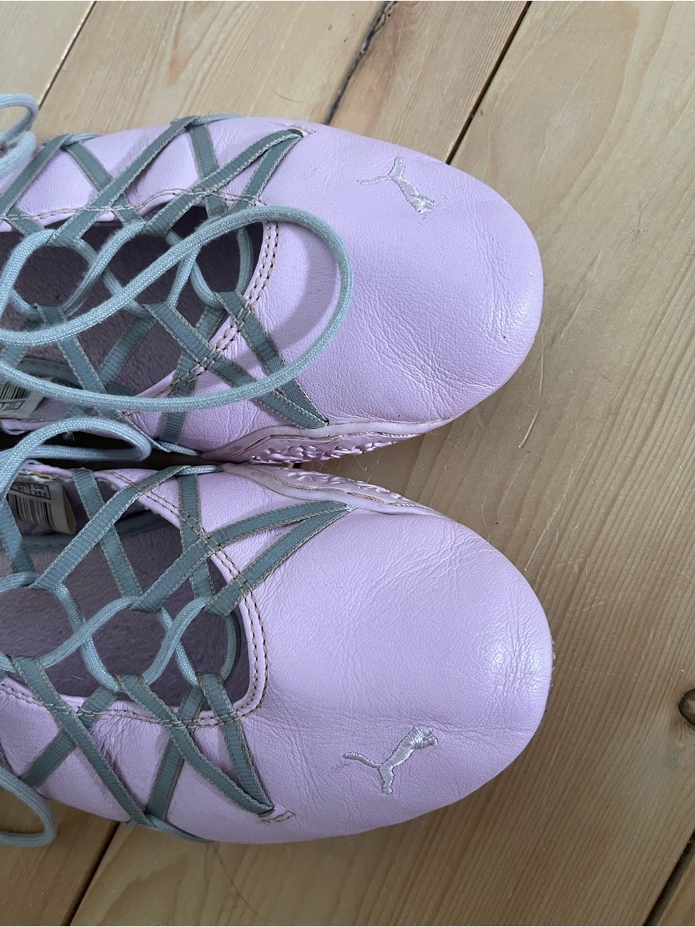 Rare Vintage Puma Pink and Grey Leather Sporty Ballet Flats - Picture 6 of 12